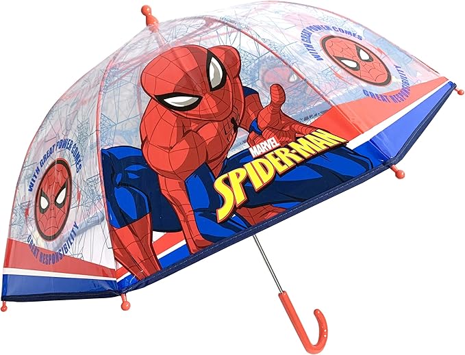 Marvel Spiderman Umbrella Kids Childrens Transparent POE Dome Umbrella - Folding Umbrellas - British D'sire