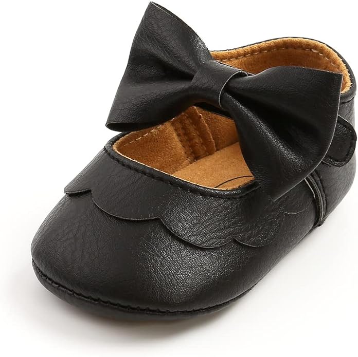 MASOCIO Baby Girls Mary Jane Shoes Infant Bow Princess Anti - Slip Soft Sole Prewalker Shoes - British D'sire