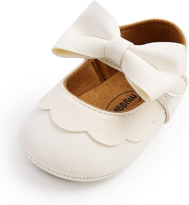 MASOCIO Baby Girls Mary Jane Shoes Infant Bow Princess Anti - Slip Soft Sole Prewalker Shoes - British D'sire