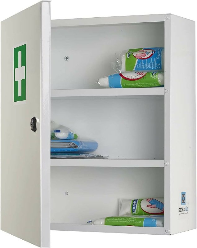 Medicab 1 Medical Cabinet Wall Mounted Metal Storage Cupboard For Bathroom Wall Secure Box For First Aid Medicine Child Proof Lockable Case Home or Office - Medical Cabinet - British D'sire