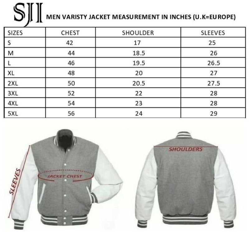 Men Varsity Jacket - Baseball Bomber Style, Regular Fit, Genuine Leather Sleeves, Premium Quality - Varsity Jacket - British D'sire