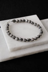 Mens 925 Sterling Silver Hexagonal Picasso Jasper Crystal Bracelet - Bracelets - British D'sire