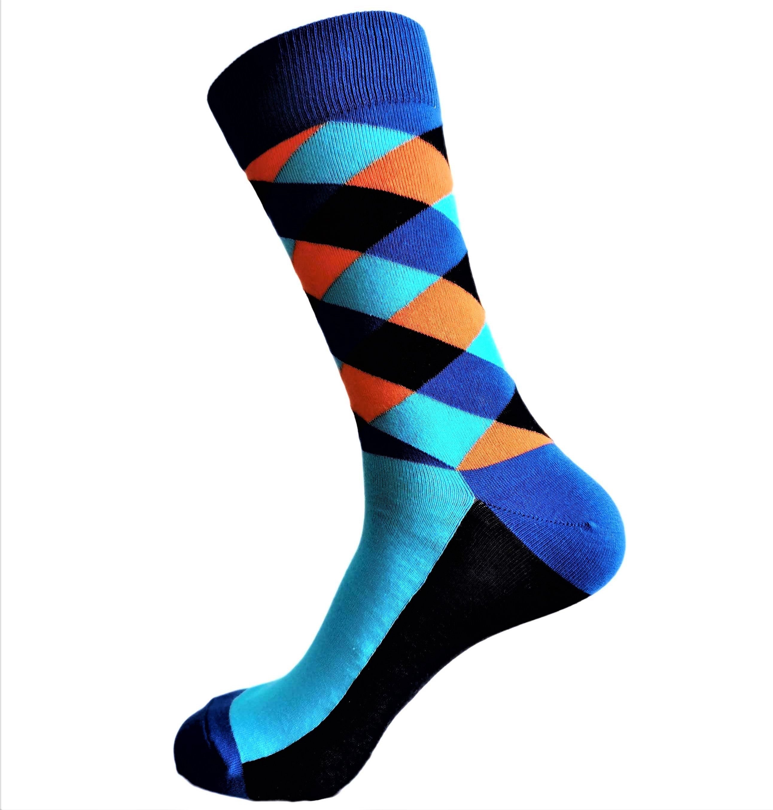 3-Pack Blue, Orange and Black Socks