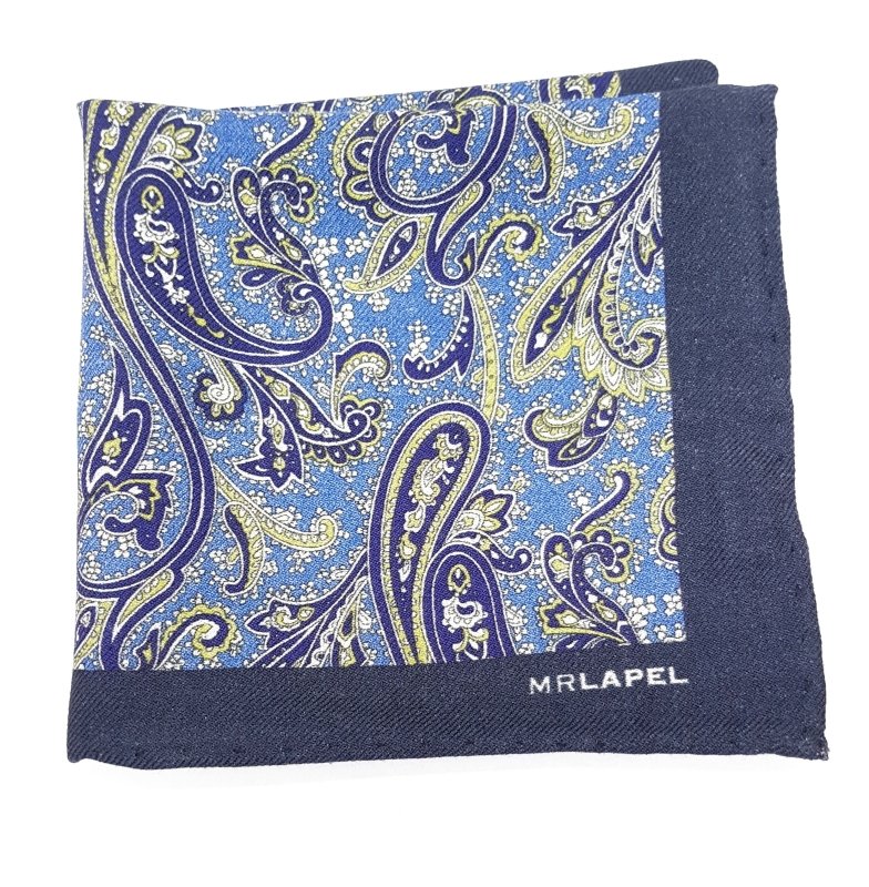 Men's Blue wool paisley patterned handkerchief by Mr. Lapel | Brighten up any suit for a smart casual look - All Products - British D'sire