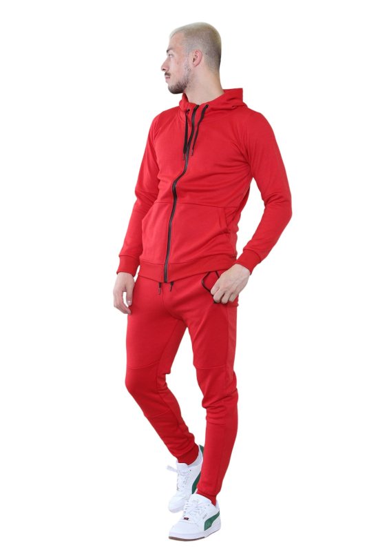 Men's Full - Zip Red Tracksuit Set - Athletic Style and All - Day Comfort - British D'sire