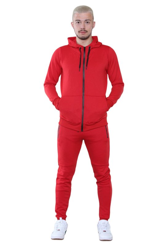 Men's Full - Zip Red Tracksuit Set - Athletic Style and All - Day Comfort - British D'sire