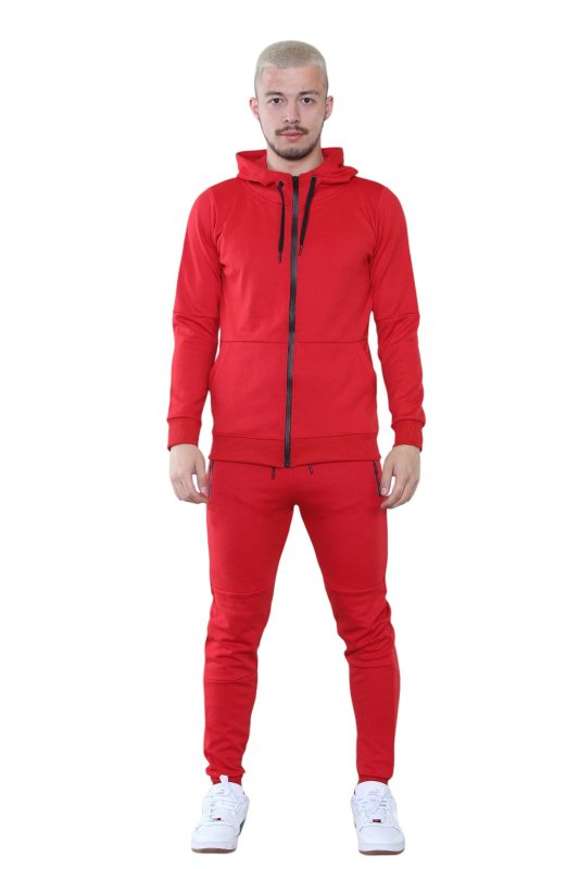 Men's Full - Zip Red Tracksuit Set - Athletic Style and All - Day Comfort - British D'sire