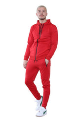 Men's Full - Zip Red Tracksuit Set - Athletic Style and All - Day Comfort - British D'sire