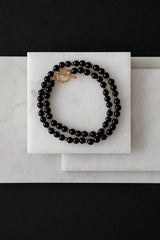 Mens Gold Tone Black Onyx Triple Space Wrap Crystal Bracelet - Bracelets - British D'sire