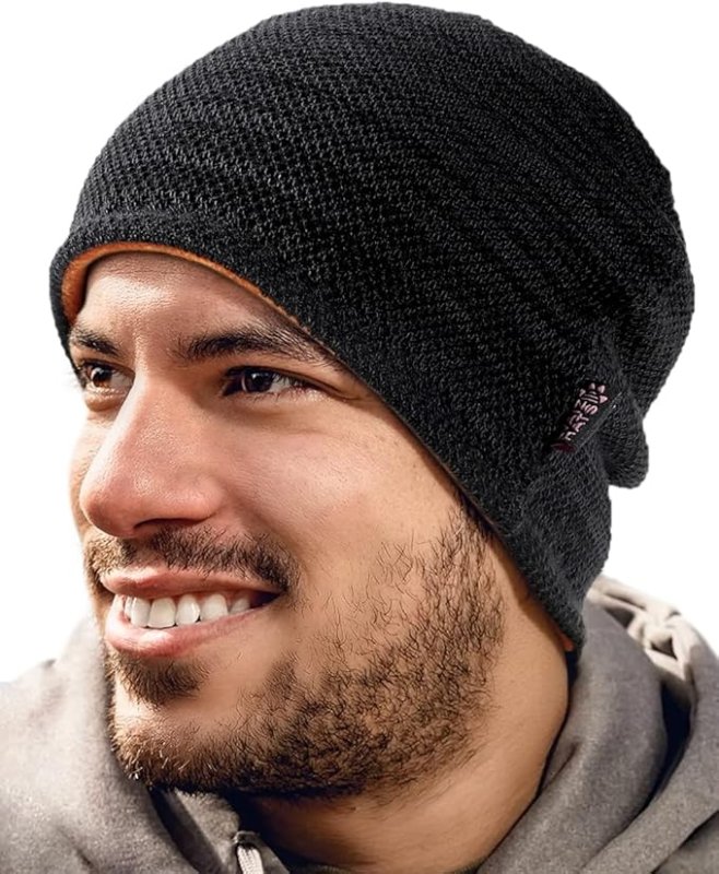 Mens Winter Beanie Hat Warm Fleece Lined Skull Cap for Men Reversible Women Windproof Watch Hat Knit Warm Unisex Beanie - Hats & Caps - British D'sire