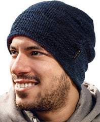 Mens Winter Beanie Hat Warm Fleece Lined Skull Cap for Men Reversible Women Windproof Watch Hat Knit Warm Unisex Beanie - Hats & Caps - British D'sire