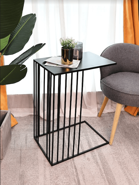 Metal Sofa Side Table Rectangular Black - SLENDER - Side Table - British D'sire