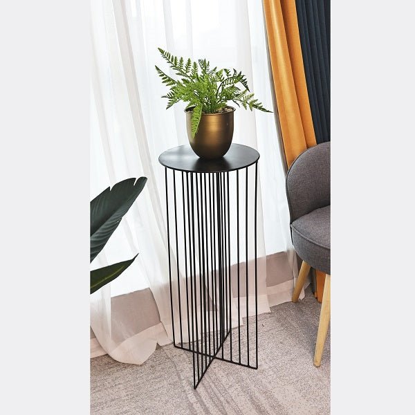 Metal Stand End Side Round Table Black - SLENDER - Side Table - British D'sire