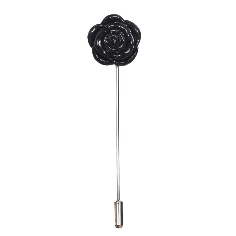 Metallic Rose Lapel Pin, Black - All Products - British D'sire