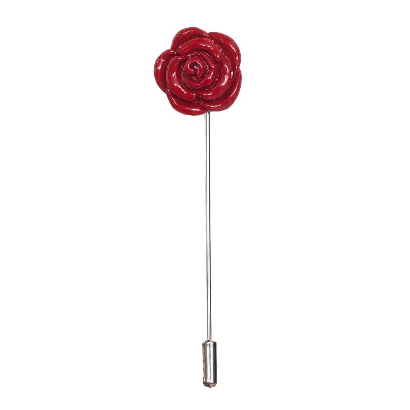 Metallic Rose Lapel Pin, Red - All Products - British D'sire