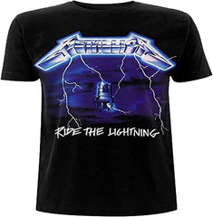 Metallica Men's Ride The Lightning Tracks (Back Print) Slim Fit T-Shirt Black - Men's T-Shirts - British D'sire