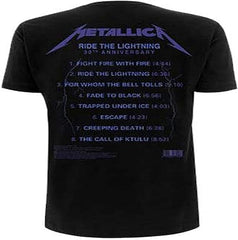 Metallica Men's Ride The Lightning Tracks (Back Print) Slim Fit T-Shirt Black - Men's T-Shirts - British D'sire