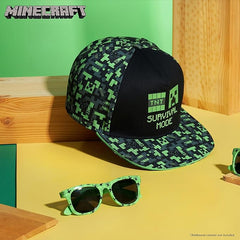 Minecraft Baseball Cap and Kids Sunglasses Set, Creeper Adjustable Boys Hat 100% UV Protection Kids Sunglasses Boys Holiday Accessories Gamer Gifts - British D'sire