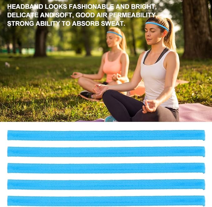 Minkissy 5Pcs Non Slip Yoga Hair Band Stretchy Workout Headband Athletic Hair Accessories for Football Basketball Soccer Tennis Yoga Golf White - Hair Accessories - British D'sire