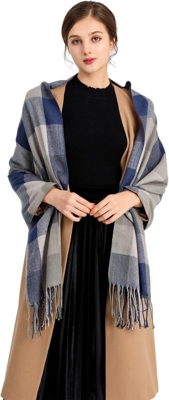 Miss Lulu Women Scarves Winter Long Soft Warm Tartan Check Wraps Wool Spinning Tassel Shawl Stole Scarf Ladies - Scarves & Wraps - British D'sire