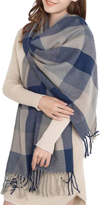 Miss Lulu Women Scarves Winter Long Soft Warm Tartan Check Wraps Wool Spinning Tassel Shawl Stole Scarf Ladies - Scarves & Wraps - British D'sire