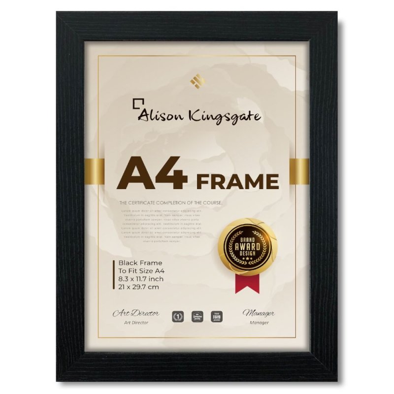 Modern A4 Frame In Size 29.7x21cm - A4 Picture Frame With Clear Perspex Sheet & Wall Mounting Hooks - Picture Frame - British D'sire