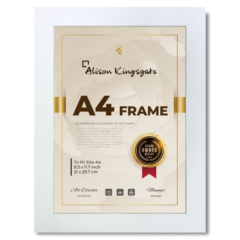 Modern A4 Frame In Size 29.7x21cm - A4 Picture Frame With Clear Perspex Sheet & Wall Mounting Hooks - Picture Frame - British D'sire