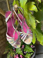 Mon Coeur - Natural soft multi coloured high heel sandal - Sandals - British D'sire