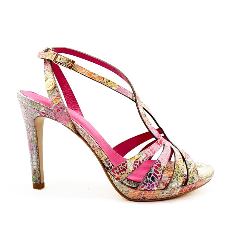 Mon Coeur - Natural soft multi coloured high heel sandal - Sandals - British D'sire