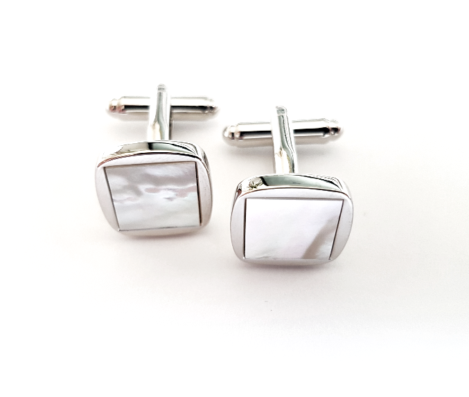 Mother of Pearl Cufflinks, Silver