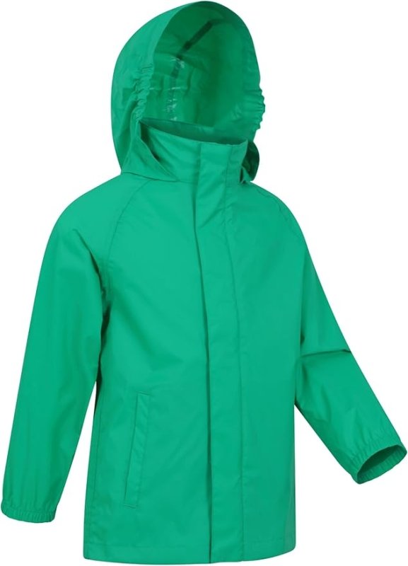 Mountain Warehouse Pakka Kids Waterproof Jacket - Wind Resistant, Lightweight,Breathable Rain Coat for Girls & Boys, Packaway Bag - For Rain, Autumn, Winter - Kids Raincoats - British D'sire