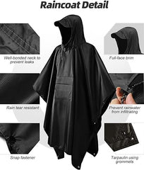 MOXTOYU Waterproof Poncho Adult Big Size Lightweight Reusability Waterproof Ponchos for Men and Women Suitable for Outdoor Hiking Camping Cycling Traveling Waterproof Raincoat Black - British D'sire