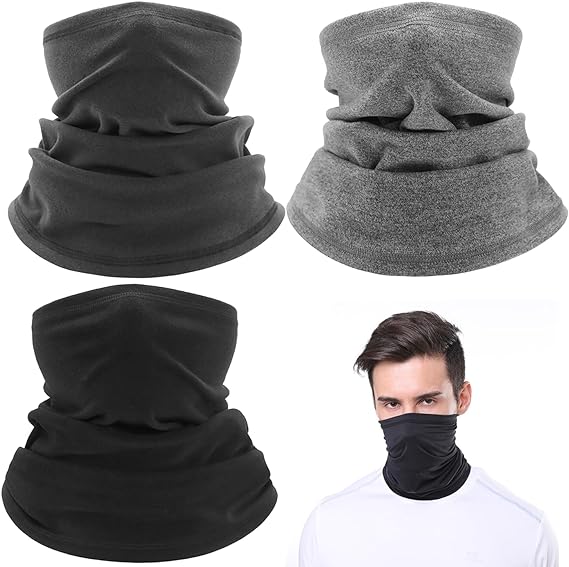 MUNSKT 3Pcs Unisex Neck Warmer, Winter Neck Warmer Scarf, Multifunctional Cycling/Windproof Neck, Ski Mask, UV/Dust Protection Mask, Face Cover for Men Women One Size - Neck Gaiters - British D'sire