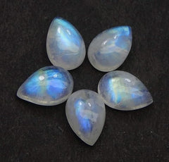 Myhealingworld Blue Fire Rainbow Moonstone AAA Quality Natural Calibrated 8x12mm Pear Shape Cabochon Loose Gemstone 5 pcs box. Brand: Myhealingworld - Gemstones - British D'sire