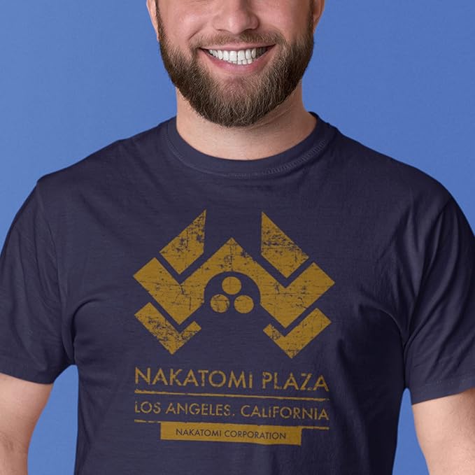 Nakatomi LA Plaza T-Shirt - Adult's Christmas Eve Xmas 1988 Detective Cinema Movie American Action Thiller Film Inspired Fan Top Tee Clothing Present Gift (Navy Prime - Men's T-Shirts - British D'sire