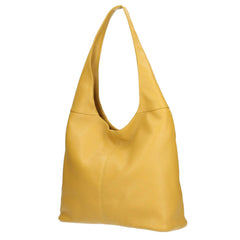 Italian Designer Soft Leather Plain Hobo Bag Swolit Alessandra - Mustard