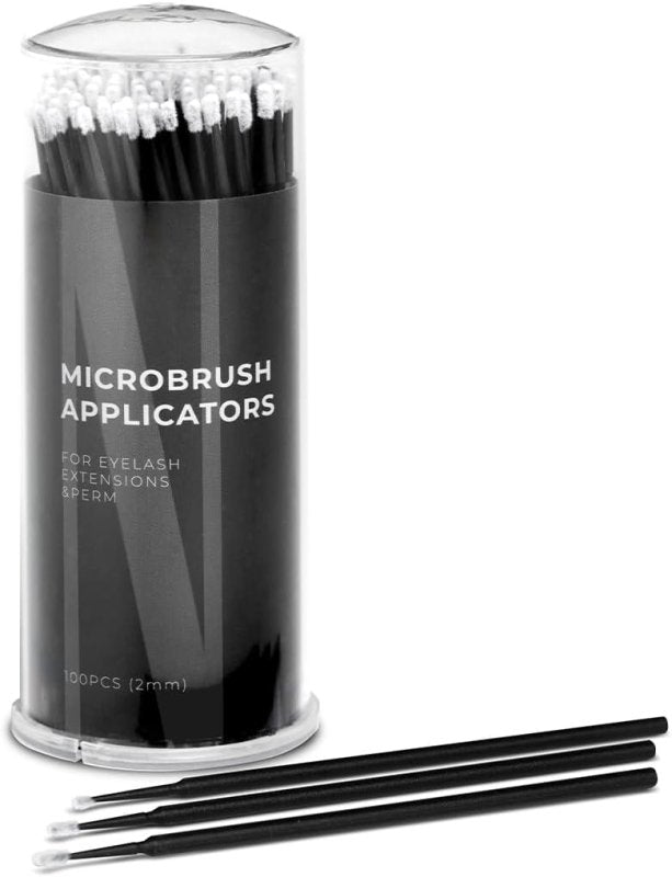 Nanolash Microbrush Applicators 100 pcs - eyelash microbrushes, disposable eyelash applicators, micro brushes for eyelash extensions (2 mm) - Microbrush Applicators - British D'sire