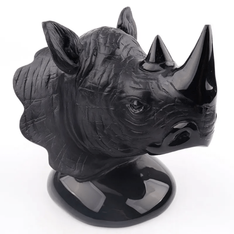 Natural Crystal Obsidian Carving crafts Rhinoceros Animal Handicrafts Exorcism ornaments gem gift - Ornaments - British D'sire