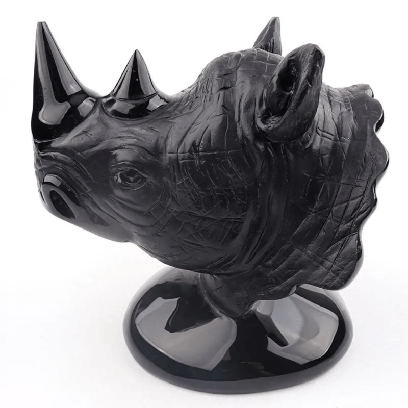 Natural Crystal Obsidian Carving crafts Rhinoceros Animal Handicrafts Exorcism ornaments gem gift - Ornaments - British D'sire