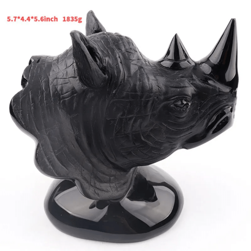 Natural Crystal Obsidian Carving crafts Rhinoceros Animal Handicrafts Exorcism ornaments gem gift - Ornaments - British D'sire