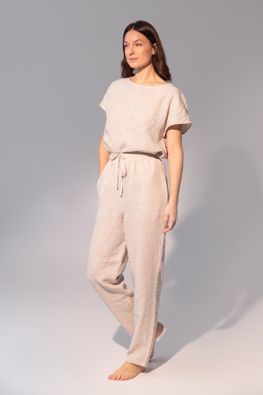 Natural light linen / Natural Linen Pajama set / Linen loungewear / Linen sleepwear - Sleepwear & Loungewear - British D'sire