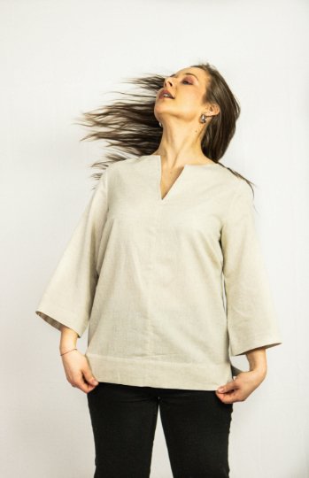 Natural Light linen oversize top - Women's Clothing - British D'sire