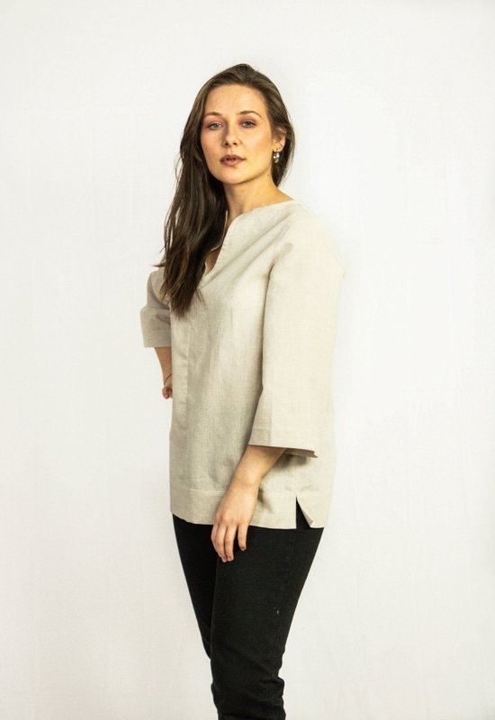 Natural Light linen oversize top - Women's Clothing - British D'sire