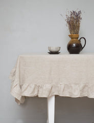 Natural Light linen tablecloth with ruffles - Tablecloth - British D'sire