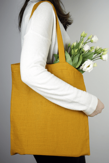 Natural Light linen tote bag with embroidery - Embroidery Bags - British D'sire