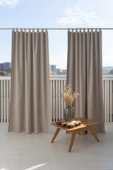 Natural linen curtain with blackout, tabs - Blackout - British D'sire