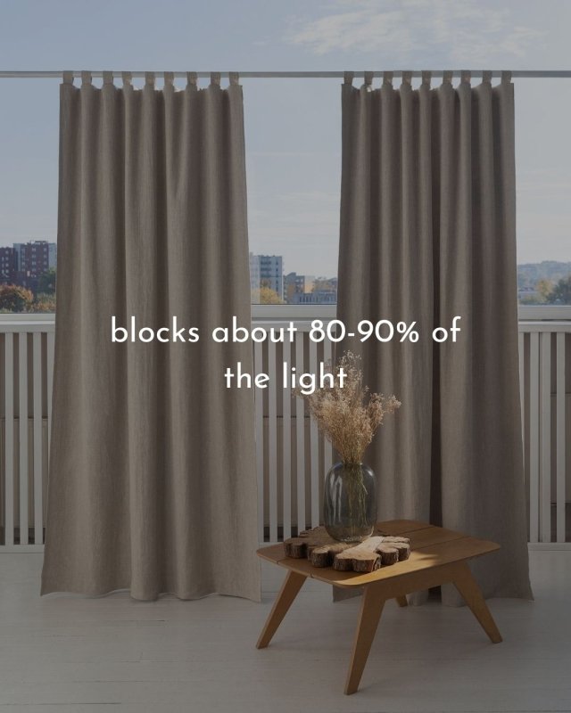 Natural linen curtain with blackout, tabs - Blackout - British D'sire