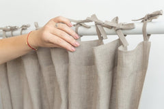 Natural linen curtain with tie top - Tie top - British D'sire