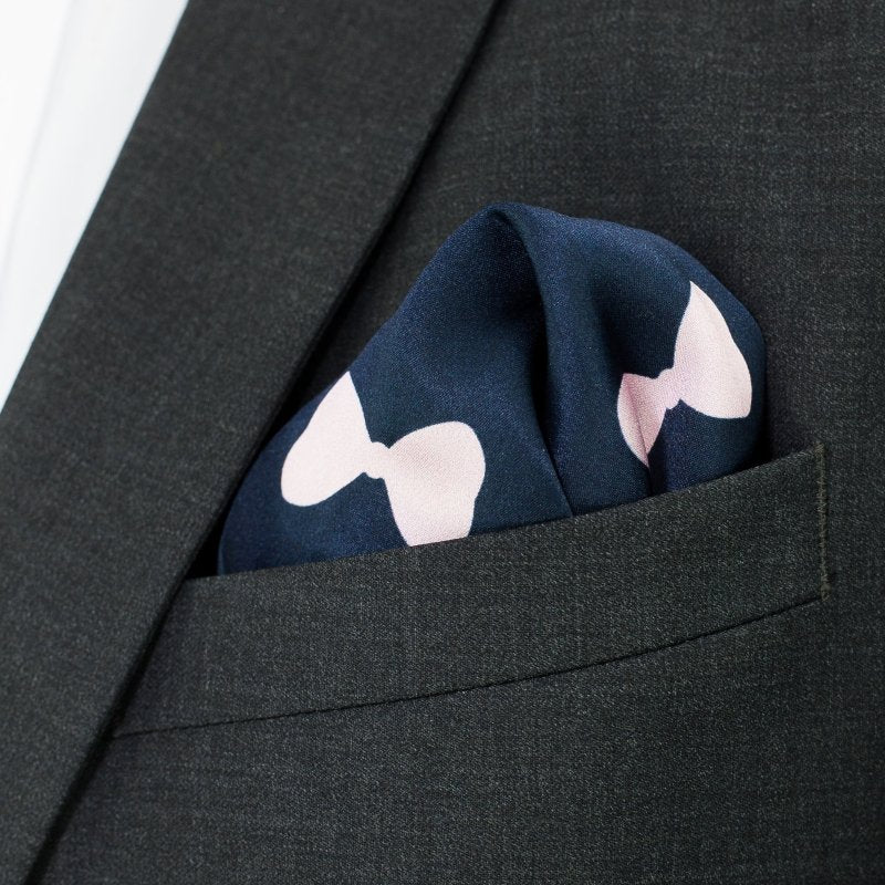 Navy and Pink Silk Pocket Square - All Products - British D'sire