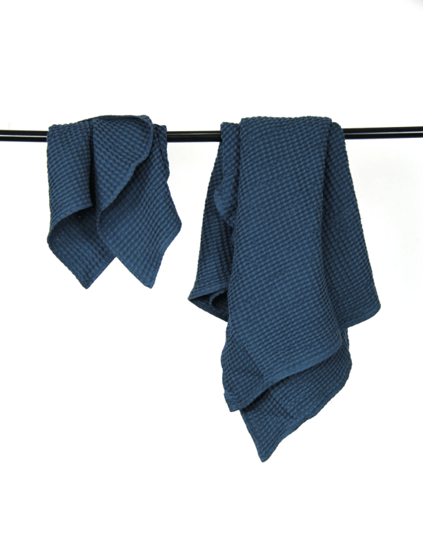 Navy Blue linen waffle towel - Linen waffle towels - British D'sire